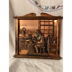 VTG Coppercraft Guild 3D Wall Art / Diorama "Coppersmith" Metalware 10in X 10in